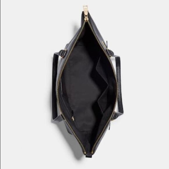 New Coach Gallery Tote Bag With Diary Embroidery/Pebble Leather/Black - Picture 8 of 11